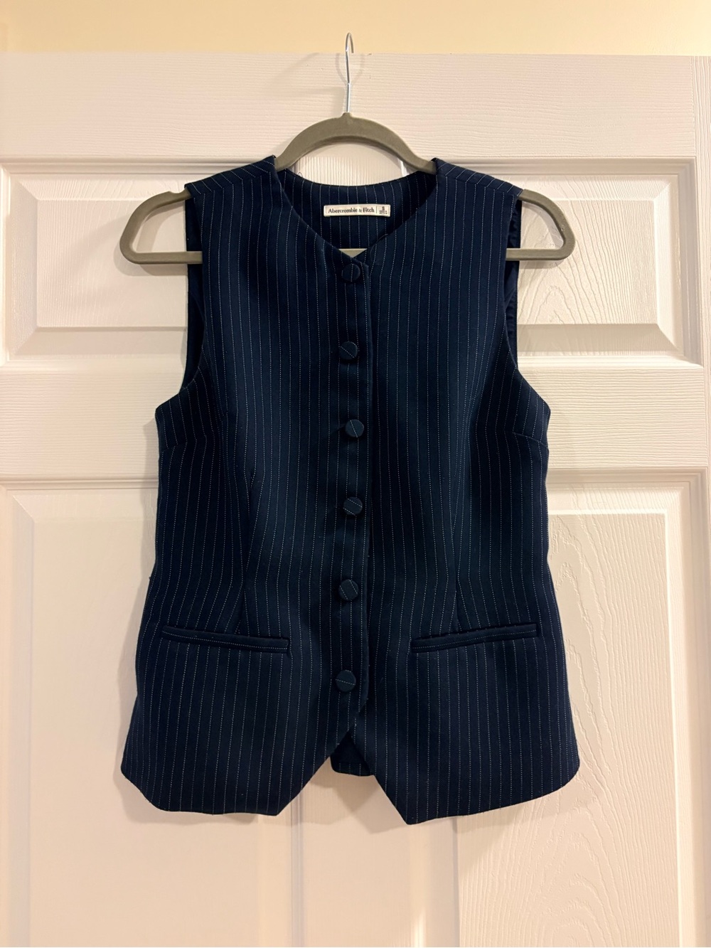 Abercrombie & Fitch Navy with White Pinstripes Tailored Vest